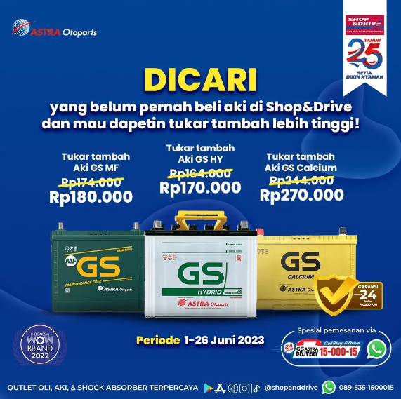 Promo Tukar Tambah Aki GS Astra: Spesial New Customer & First Buying!